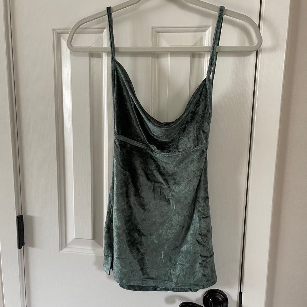 Free People All Night Velvet Tunic Evergreen Size XS New